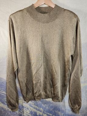 Vintage Gold Metallic Crewneck Sweater Medium First Issue